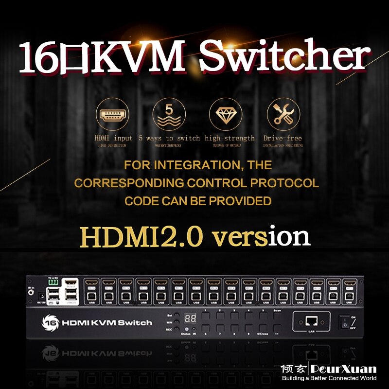 16 Ʈ 4K ð   ڵ USB 2.0 HDMI ȣȯ KVM ġ ó, 16  1  ñ Ŀ  ִ 16 